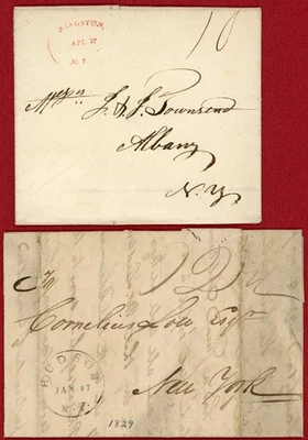 US x2 Classic Stampless Covers; Kingston, NY (1824/4/27) &Hudson, NY (1829/1/17) - Image 1 of 2