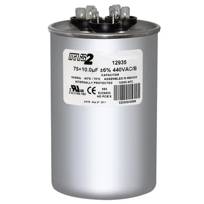 75 + 10 MFD 440 Volt Dual Run Capacitor replaces NGM 328P7510H44P37A5Z - Image 1 of 3