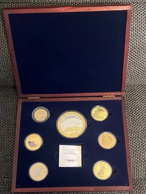 Medaillenset Schönste US-Prägungen 1 x 70 mm + 6 x 40 mm vergoldet PP Proof - Bild 1 von 4