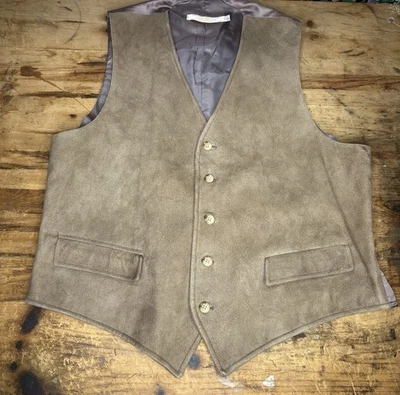 Vintage Brooks Brothers Suede Vest Waistcoat Tan Brown Men’s Large Made In USA - Image 1 of 4