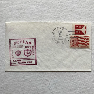 Skylab 3 US Navy Recovery Force Cubierta Barco Cancelar USS New Orleans 2-8-74 Foto 1 de 4