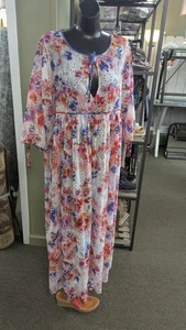 Johnny Was California Women's Summer Days Eyelet Tiered Midi Dress Size Medium - Picture 1 of 10