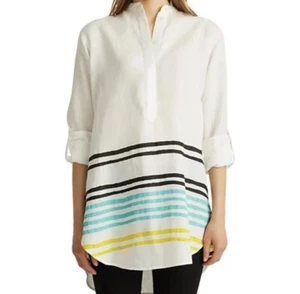 NWOT Ralph Lauren Black Label 100% Linen Henley Shirt Tunic Size M Mini Dress - Picture 1 of 9