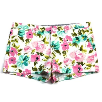 Pantalones Cortos Chinos Merona Floral Rosa Turquesa Algodón Mujer 16 Flores Pastel Foto 1 de 4