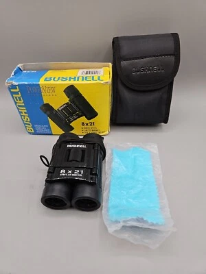 Bushnell 13-2514 PowerView 8x21 Compact Binoculars & Belt Pouch 368' @ 1,000 yds - Image 1 of 4