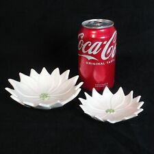 Vtg 2 White Ceramic Poinsettia Trinket Dishes 5.25"  & 4" (Atlantic Mold ?) EUC