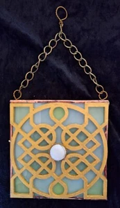 CELTIC KNOT WALLHANGING. 11 x 11 cm. 19cm with chain. Pagan Gift. Celtic Gift. - Picture 1 of 2