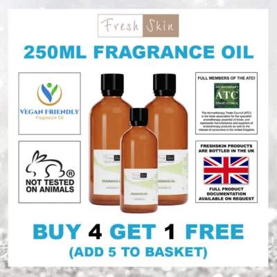 FRESHSKIN 250ml Fragrance Oil - Candle, Bath Bombs, Soap Making, Wax Melts, Fragrance Oils