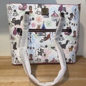 NEW DISNEY CATS  DOONEY & BOURKE  TOTE-Cheshire Dinah ARISTOCATS W/ FREE WATCH! - Picture 1 of 12