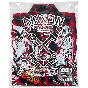 DIXXON Flannel "El Rojo Loco" Mens LARGE Red Black Plaid Bamboo Pearl Snap Shirt - Picture 1 of 12