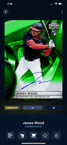 DIGITAL Topps Bunt Chrome Black 25 James Wood Green Signature 99cc - Foto 1 di 2