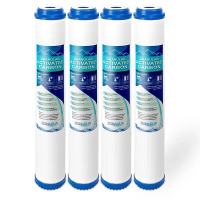 RONAQUA 20" x 2.5" Granular Activated Carbon Water Filter Whole House Cartridge Set of 4