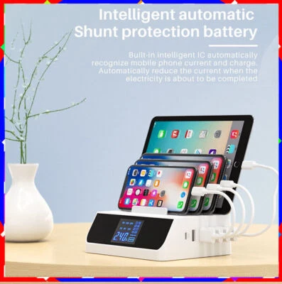 Multi-port USB charging station stand digital display hub travel charging - Image 1 of 4