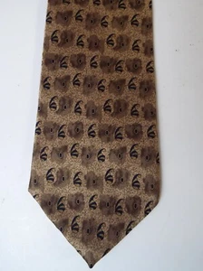 Geoffrey Beene Men's Necktie 4 inches Width WIDE Brown 100% Silk NEW - Picture 1 of 2