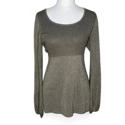 Top Together Babydoll Longline Talla Pequeña Manga Larga Acanalado Para Mujer’s Dorado Foto 1 de 4