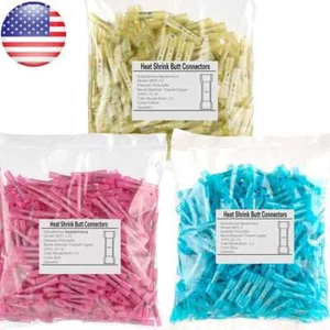 400/100x Wasserdicht Hitzeschrumpf Butt Draht Spleiß Crimp Verbinder Klemmen Kit - Bild 1 von 28