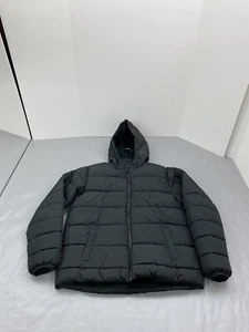 Swiss Tech Youth Boys Winter Puffer Jacket Hooded XL 14-16 Black Pockets Zip Up - Picture 1 of 11