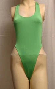 Green Y Back Spandex Thong Leotard for Women Size 10 Small - Picture 1 of 3