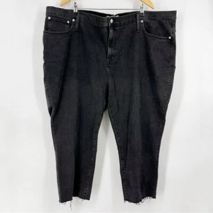 Madewell Size W37 Petite The High Rise Slim Crop Boy Jeans Stretch Denim Black - Picture 1 of 8