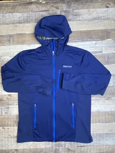 Marmot Mens L Blue Windstopper Soft Shell Jacket Logo Full Zip Pockets Hybrid - Picture 1 of 9