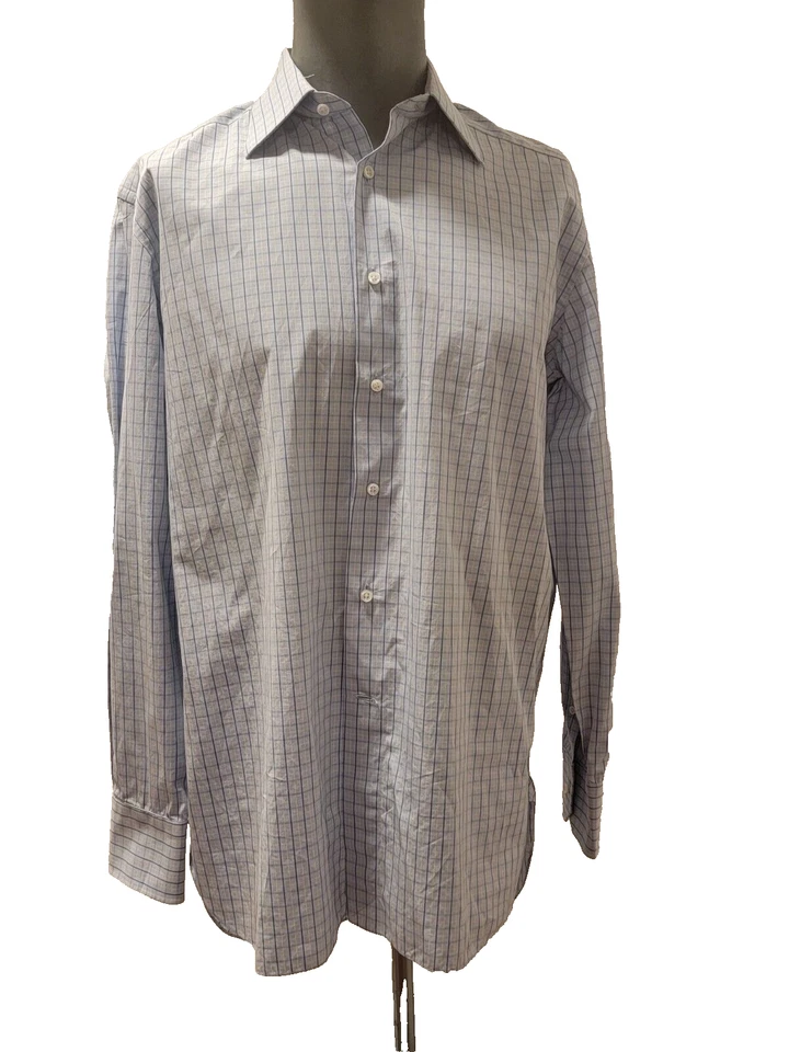 Lorenzini 男式衬衫尺寸 16/41 蓝色条纹 100% 棉意大利制造纽扣 — 第 1/4 张图片