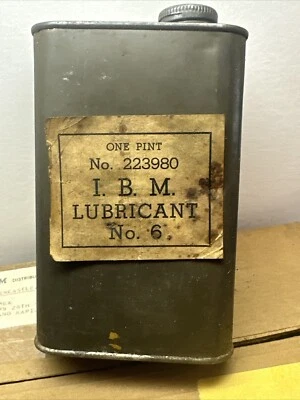 Vintage EARLY 1940's  IBM Clock Lubricant 223980  No. 6 Military Tin Pint + - Image 1 of 3
