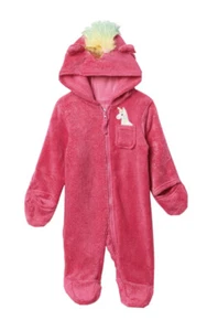 ** NEU Einhorn Wippette Kleinkind, Baby Sherpa Fuß Kapuze rosa 6/9 Monate Outfit - Bild 1 von 3
