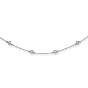 14k White Gold Round Diamond Multi Station Necklace 18" 3.99gram Gift for Her - Picture 1 of 4