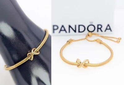 NEW 100% PANDORA 14K G Forever & Always Infinity Charm Bracelet Gift Set B802599 - Image 1 of 4