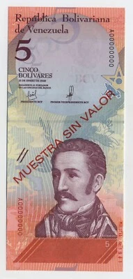 Venezuela 5 Bolivares 15-1-2018 Pick 102.s UNC Banknote Specimen - Image 1 of 2