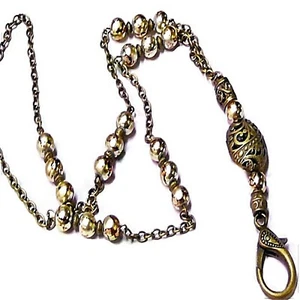 Lanyard Necklace chain, Security id badge holder, keys, Bronze with gold - Picture 1 of 5