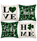 St Patricks Day Buffalo Plaid Pillow Covers 20x20 Set of 4, Green Clover Sham...