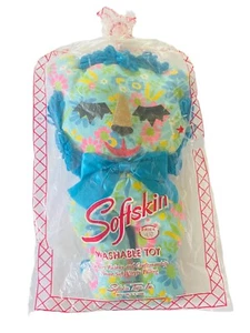 Vintage Softskin Plüschtier Löwe baumeln - Löwe blau Blumenmuster neu im Beutel - Bild 1 von 6