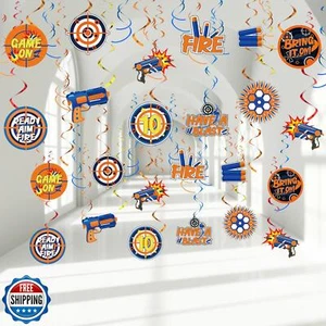 51 Piezas Dardos Guerra Fiesta Colgante Remolino Decoraciones, Elemento Dardo Azul y Naranja - Imagen 1 de 5