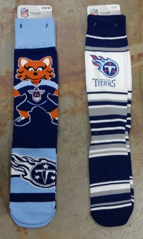 2 Pack NFL Tennessee Titans Gift Socks One Size Mascot Madness Mas Stripes Dress Cover
