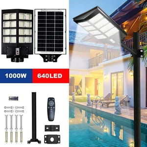 9900000000LM 1000W Commercial LED Solar Street Light Dusk to Dawn Road Lamp IP67 - Picture 1 of 13
