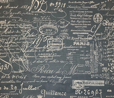 Document in Ink BTY 54" Wide Lacefield Designs 88% Cotton / 12% Rayon French - Image 1 of 2