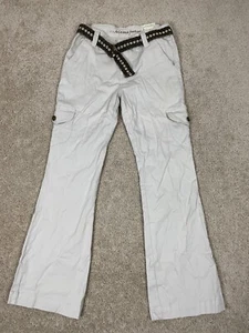 Arizona Jeans Co Cargo Pants Girls 26x29 Regular Fit Bootcut Pockets Belted Gray - Picture 1 of 16