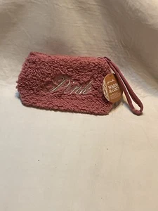 Victoria's Secret PINK Cozy Plush Sherpa Fleece Beauty Bag Wristlet Logo NEW  - Picture 1 of 6