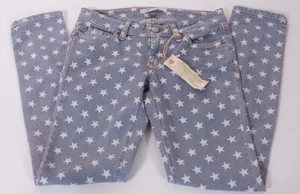 M2F Brand Denim Womens Blue Purple Star Washed Stretch Slim Skinny Jeans - Picture 1 of 2