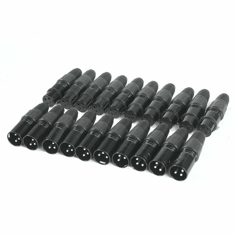 20x XLR DMX 3 Pin Male & Female MIC Snake Plug Audio Microphone Cable Connector - Image 1 of 4