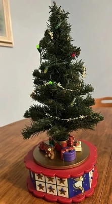 Avon Christmas Is Coming Advent Calendar 12" Tree W/ Ornament Music & Spins READ - Image 1 of 4