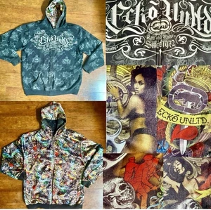VINTAGE Y2K MARC ECKŌ REVERSIBLE FULL ZIP HOODIE MENS XXL~**SUPER RARE!**(READ) - Picture 1 of 21