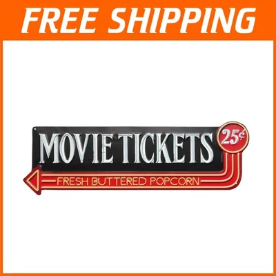 Nostalgic 25 Cents Movie Tickets Embossed Sign for Home Theater Decor - Image 1 of 4