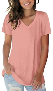 SAMPEEL Women's V Neck T-Shirts Casual Summer Loose Fit Short - Picture 1 of 3
