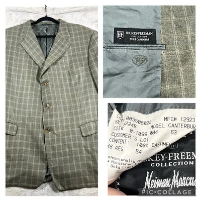 Hickey Freeman Pure Cashmere Blazer 48R Dark Tan Canterbury Jacket Blazer $1798 - Image 1 of 4