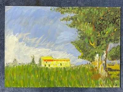 Vincent van Gogh drawing and painting on old paper signed stamped vintage - Image 1 of 3