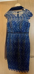 Mon Cheri Navy Lace Dress UK 10 – Elegant Occasion Wear + Matching Scarf – BNWT - Picture 1 of 10