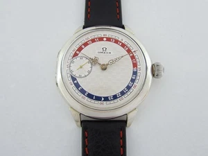 Reloj Omega 24 horas día y noche antiguo 1912-1916 suizo increíble Art Deco plata - Imagen 1 de 18