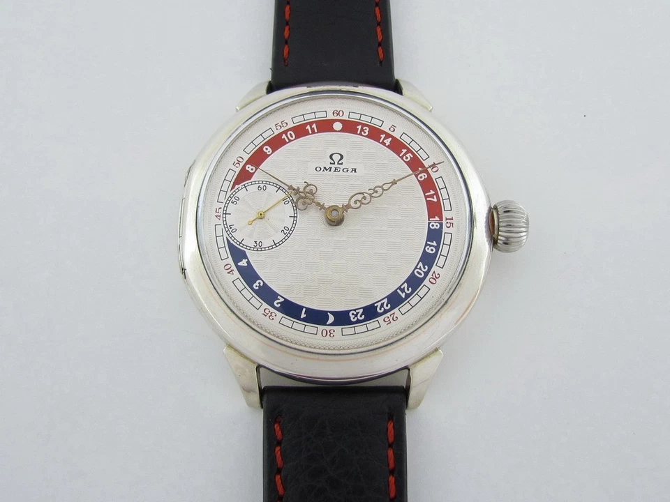 Omega 24-Hour Day & Night Antique 1912-1916 Swiss Amazing Art Deco Silver Watch - Image 1 of 4